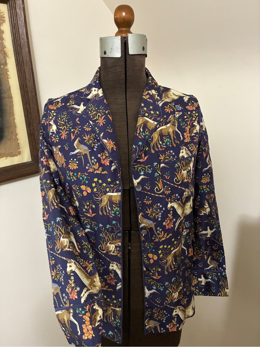 Rare! Drake’s London for J. Crew Midnight Unicorn Silk Shirt